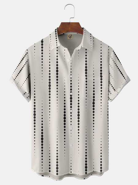 

Polka Dots Chest Pocket Short Sleeve Shirt, White, Men Shirts