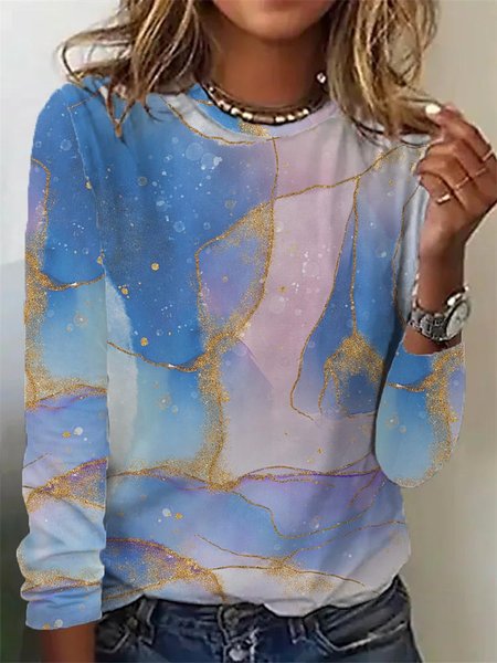 

Ombre Crew Neck Casual T-Shirt, Multicolor, T-Shirts