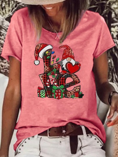 

Women's love Christmas Casual T-Shirt, Red, T-shirts