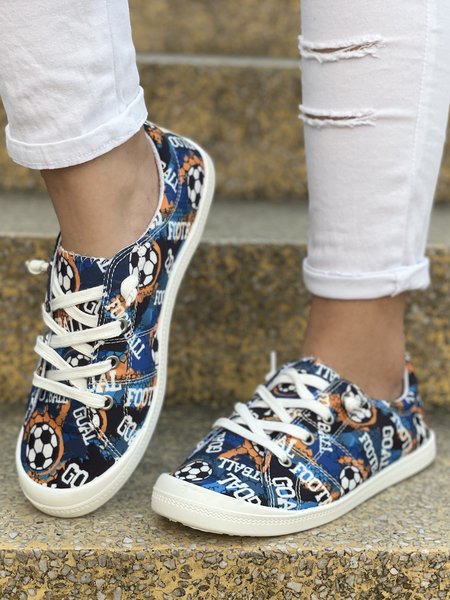 

The World Cup Football Printed Plus Size Casual Shoes, Blue, Sneakers
