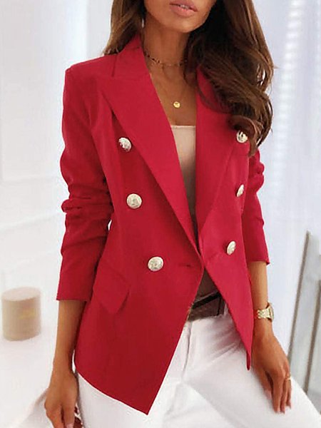 

Lapel Collar Regular Fit Plain Urban Blazer, Red, Blazers