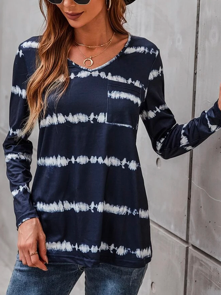 

Loose Casual Tie-Dye Pattern T-Shirt, Blue, T-Shirts