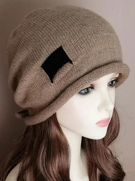 

Plain Warmth Casual Hat, Khaki, Women Hats