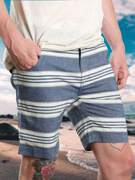 

Vintage Stripe Casual Shorts, As picture, Men's shorts