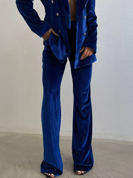 

Plain Regular Fit Urban Fashion Long Pants, Blue, Pants