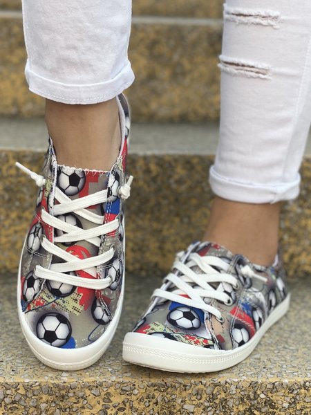 

The World Cup Soccer Printed Plus Size Casual Shoes, Gray, Sneakers