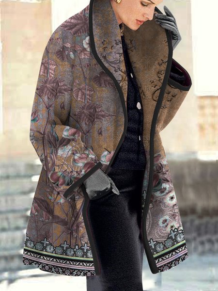 

Vintage Flower Lake Lapel Mid Length Coat, Camel, Jackets