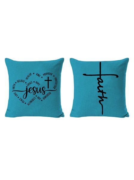 

20*20 Set of 2 Jesus Faith Love Believe Christian Heart Backrest Cushion Pillow Covers, Decorations For Home, Color6, Pillow Covers
