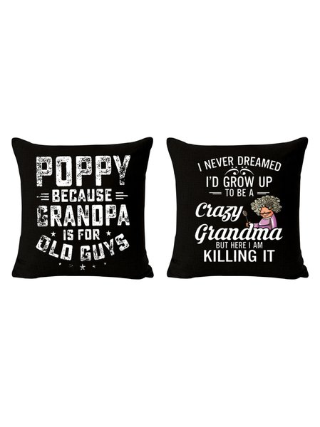 

20*20 Funny Letters Grandma Poppy Because Grandpa Is For Old Guys Funny Backrest Cushion Pillow Covers Decorations For Home, Color8, Pillow Covers