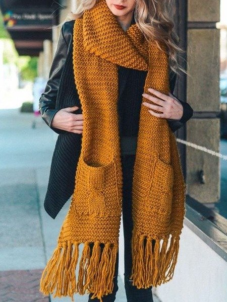 Casual Plain Brown Scarf, Women Scarves & Shawls