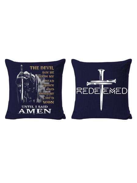 

20*20 Set of 2 Greater Is He Cross Jesus Is My God Backrest Cushion Pillow Covers, Decorations For Home, Dark blue, Pillow Covers