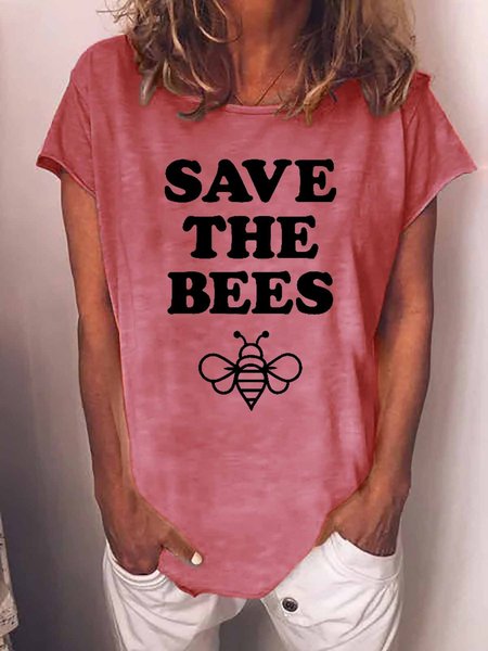 

Women's Save the Bees Animal Casual Crew Neck T-Shirt, Pink, T-shirts