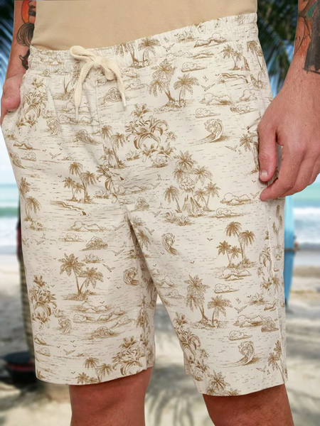 

Hawaiian Coconut Tree Beach Shorts, As picture, Men's shorts