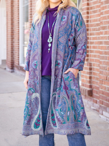 

Boho Floral Others Other Coat, Purple, Cardigans