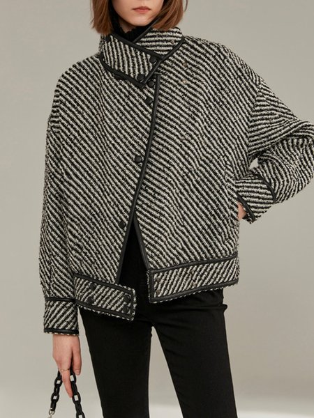 

Urban Shawl Collar Long sleeve Loose Jacket, Black-grey, Jackets