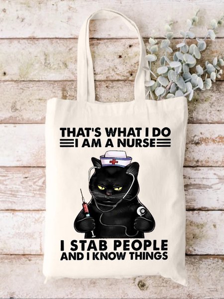 

That 's What I Do I Am A Nurse Animal Graphic Casual Shopping Tote Bag, White, Bags