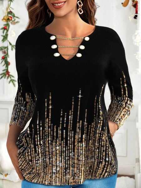 

Ombre Urban V Neck Loose Top, Black, Tops