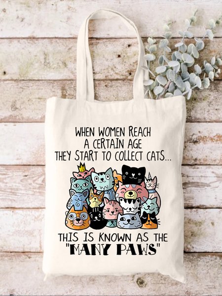 

When Women Reach A Certain Age Animal Graphic Casual Shopping Tote Bag, White, Bags