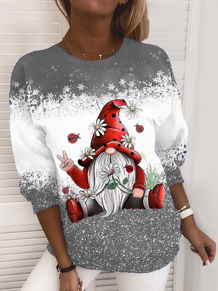 

Women Christmas Funny Santa Claus Crew Neck Plain Blue Sweatshirt, Gray, Sweatshirts & Hoodies