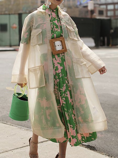 

Elegant Loose Long Sleeve Plain Coat, Apricot, Coats