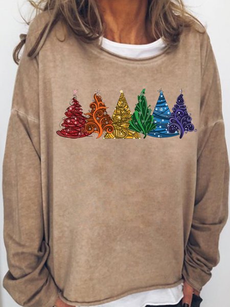 

Women's Christmas Tree Casual Sweatshirt, Light brown, Hoodies&Sweatshirts