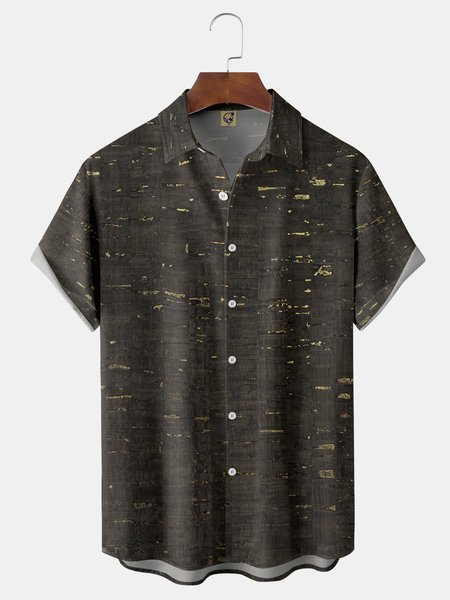 

Metal Shading Chest Pocket Short Sleeve Casual Shirt, Black, Men Shirts