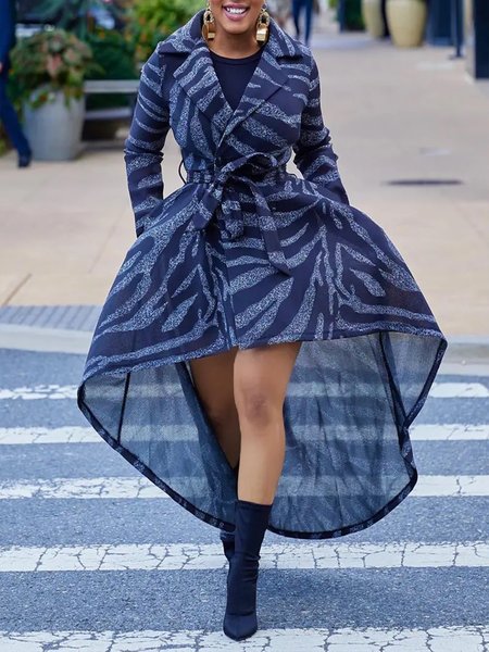 

Long sleeve Abstract Regular Fit Urban Lapel Collar Overcoat, As picture, Coats