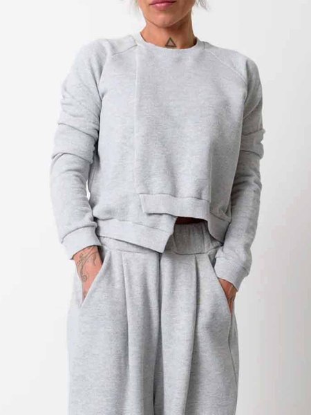 

Plain Loose Casual Crew Neck Sweatshirt, Gray, Hoodies and Sweatshirts