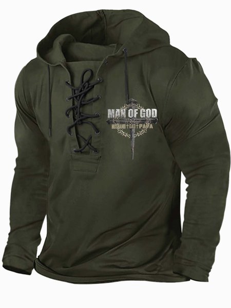 

Men Man Of God Husband Dad Papa Hoodie Casual Text Letters Sweatshirt, Army green, Hoodies&Sweatshirts