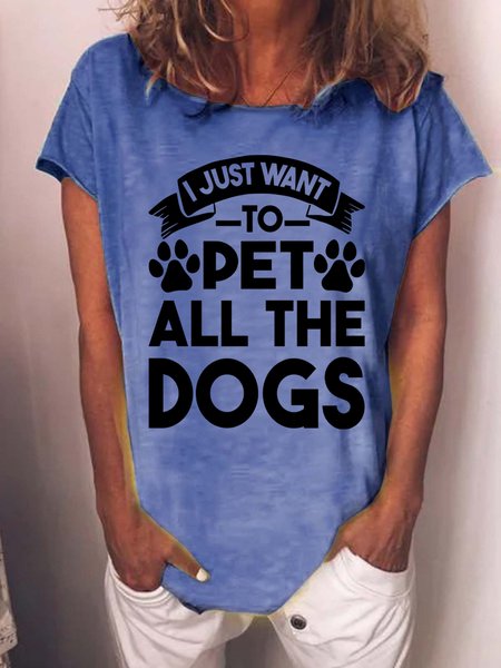 

Lilicloth X Manikvskhan I Just Want To Pet All The Dogs Womens T-Shirt, Blue, T-shirts