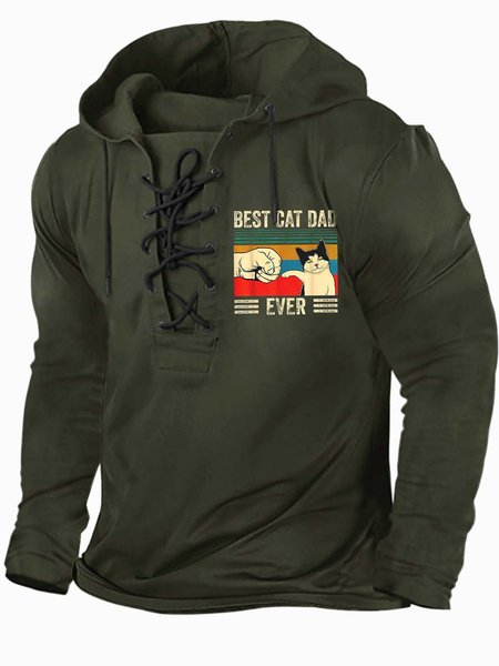 

Men Best Cat Dad Ever Casual Regular Fit Hoodie Sweatshirt, Army green, Hoodies&Sweatshirts