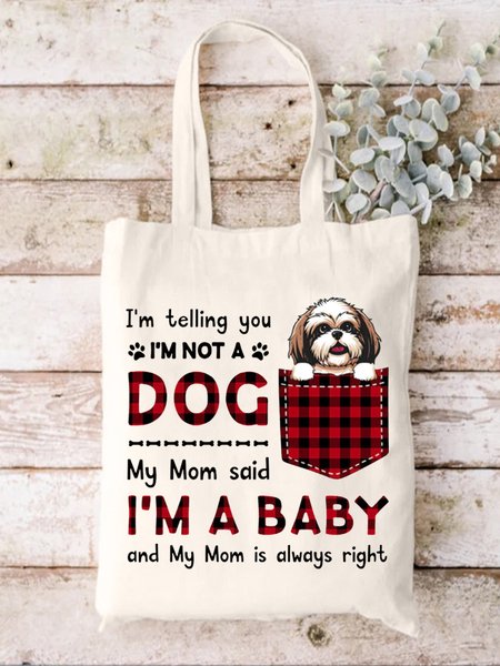 

I Am Not A Dog Animal Graphic Casual Shopping Tote Bag, White, Bags