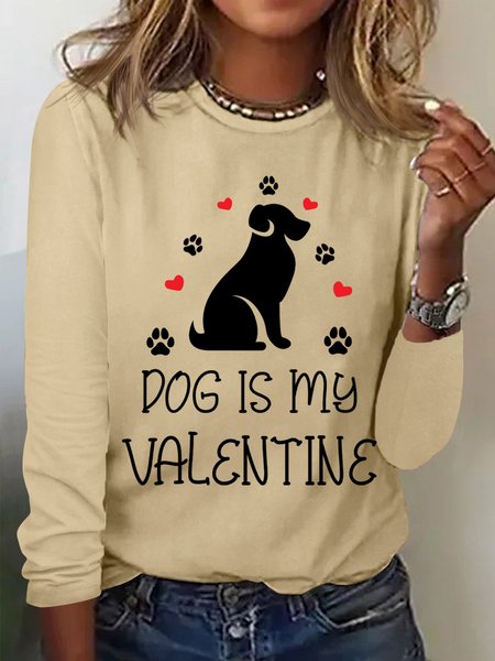 

Lilicloth X Manikvskhan Dog Is My Valentine Womens Long Sleeve T-Shirt, Khaki, Long sleeves