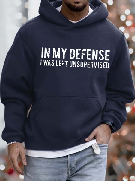 

Men In My Defense I Was Left Unsupervised Loose Sweatshirt With Necklace, Deep blue, Hoodies&Sweatshirts