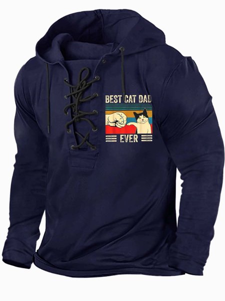 

Men Best Cat Dad Ever Casual Regular Fit Hoodie Sweatshirt, Deep blue, Hoodies&Sweatshirts