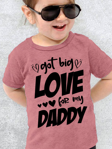 

Lilicloth X Jessanjony Kids Unisex Valentines Day Got Big Love For My Daddy T-Shirt, Pink, kid's T-shirts