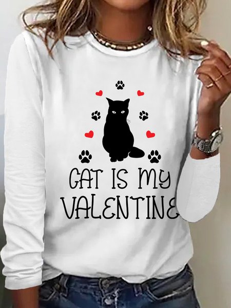 

Lilicloth X Manikvskhan Cat Is My Valentine Womens Long Sleeve T-Shirt, White, Long sleeves