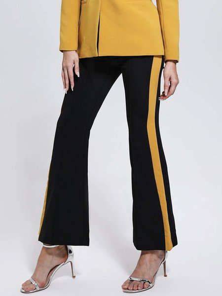 

Color Block Elegant Regular Fit Fashion Pants, Yellow, Pants
