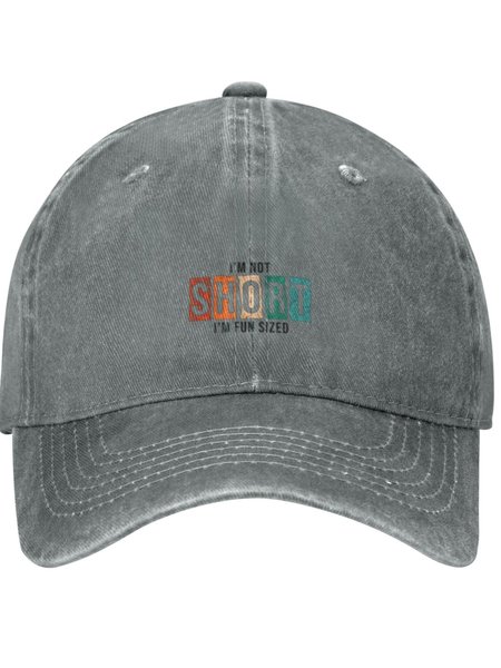 

I Am Not Short I Am Fun Sized Funny Text Letters Adjustable Hat, Gray, Hats