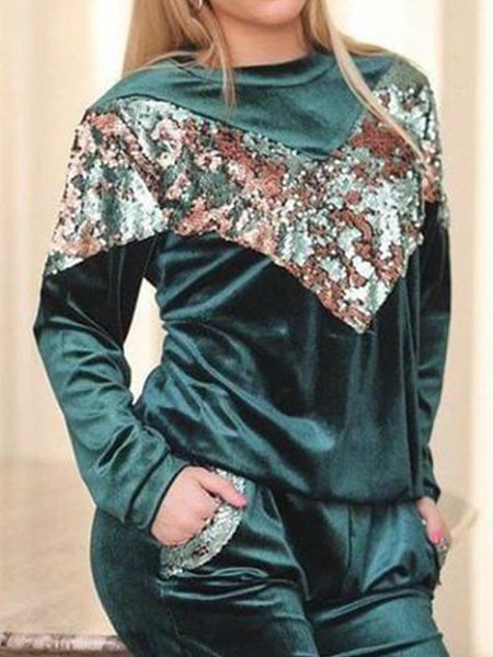 

Plain Velvet Casual Sweatshirt, Green, Sweatshirts & Hoodies