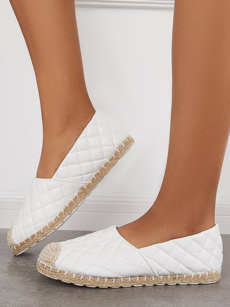 

Plus Size Splicing Slip on Espadrille, White, Flats