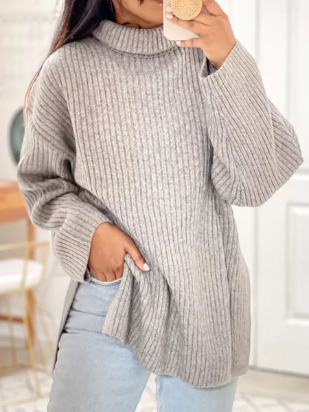 

Casual Regular Fit Turtleneck Wool/Knitting Sweater, Light gray, Sweaters