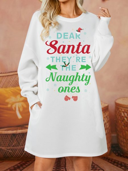 

Lilicloth X Hynek Rajtr Dear Santa They‘re The Naughty Ones Womens Sweatshirt Dress, White, Dresses