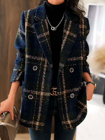 

Woolen Lapel Collar Casual Coat, Multicolor, Outerwear