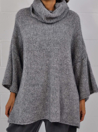 

Plain Casual Wool/Knitting Turtleneck Sweater, Gray, Sweaters