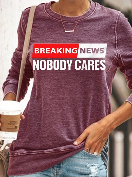 

Women's Funny Sacastic BREAKING NEWS NOBODY CARES Sweatshirt, Red, Hoodies&Sweatshirts