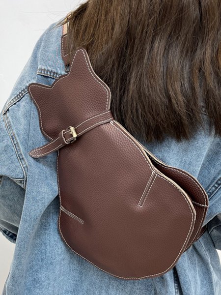 

Cat Motif Buckle Zip Messenger Bag, Coffee, Women's Bags