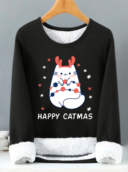 

Lilicloth X Manikvskhan Happy Catmas Womens Warmth Fleece Sweatshirt, Black, Hoodies&Sweatshirts