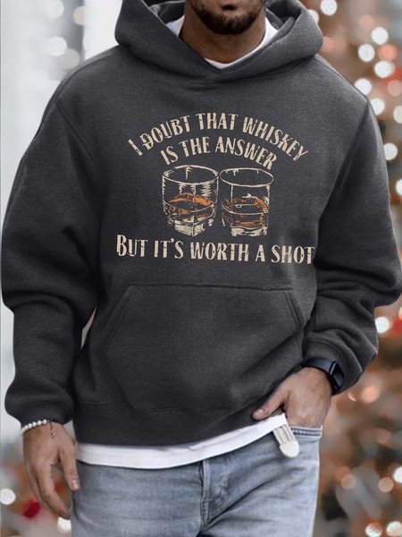 

Men’s I Doubt That Whiskey Is The Answer But It’s Worth A Shot Text Letters Casual Hoodie Loose Sweatshirt, Deep gray, Hoodies&Sweatshirts