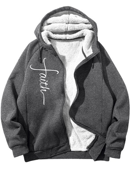 

Men's Faith Belief Positive Energy Text Letters Graphic Print Hoodie Zip Up Sweatshirt Warm Jacket With Fifties Fleece, Deep gray, Hoodies&Sweatshirts